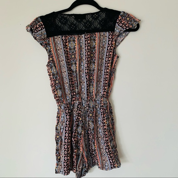 Joe B romper aztec print black lace back S - Picture 6 of 6